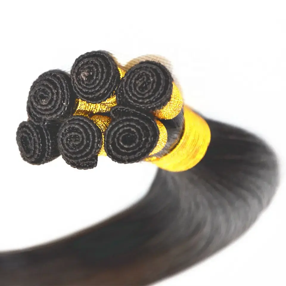 China hair brand thick end double drawn handtied straight human hair wefts extensions with factory wholesale price