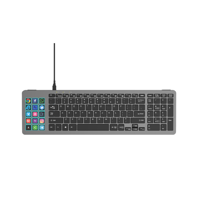 Quick Switch RGB Backlit Wired Scissor Keyboard with Steam Dock 15 LCD Keys Customized New English Keyboard for Desktop