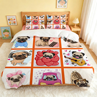 Ensemble de housse de couette et taies d'oreiller en polyester écologique personnalisé, 3 pièces, avec impression 3D de dessins animés, utilisable toute l'année pour les hôtels