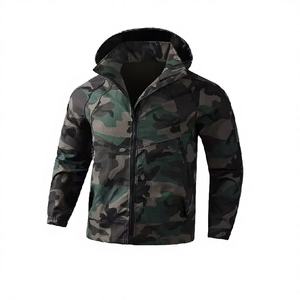 Veste de course décontractée longue en jean noir tissé personnalisé avec capuche zippée en cuir ciré imperméable pour homme - Product Image 3