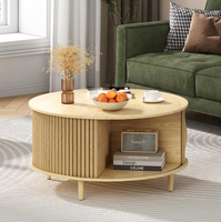 Table basse ronde avec rangement Table console de rangement pour salon du milieu du siècle avec porte coulissante Petite armoire centrale