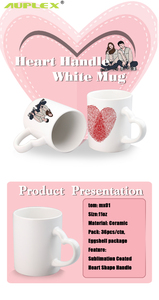 Tazas de Cerámica para Sublimación con Asa de Corazón, Taza con Asa de Corazón para Sublimar, 12oz, Tazas de <span class=keywords><strong>Barro</strong></span> para Sublimar - Product Image 3