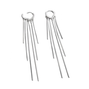 Orecchini a cerchio romantici Wuqie orecchini a goccia con nappa a catena lunga a forma di cuore in argento Sterling 925 per donna - Product Image 1