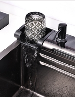 Robinet cascade numérique intelligent à LED, évier de cuisine moderne multifonctionnel à grand bac unique en acier inoxydable NANO 304