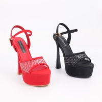 Chaussures de danse en maille pour femmes 15 cm talons hauts Peep Toe plate-forme à lacets fermeture été boucle strip-tease sandales grande taille