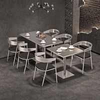 Ensemble de table et de chaises de style industriel américain en acier inoxydable, restaurant, salon de thé, café tendance, bar à musique, table et chaises