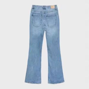 กางเกงยีนส์เดนิมสีน้ำเงินฟอก 100% ผ้าฝ้าย ทรงขากว้าง สไตล์ลำลอง ปักโลโก้ ทอแบบถัก น้ำหนักเบา ระบายอากาศได้ดี ลายการ์ตูนแบบมีรู - Product Image 2