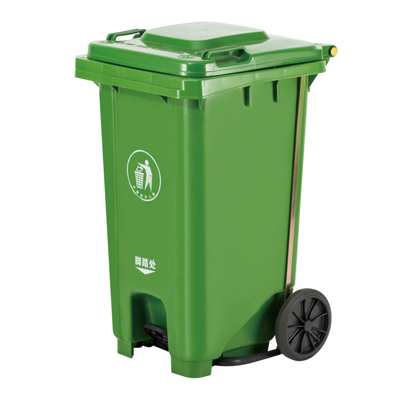 Outdoor 240L Garbage bin green recycle plastic trash bin wheeled trash can