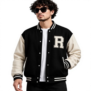Blouson universitaire d'hiver pour homme en laine tricotée, col montant, patchwork, impression sérigraphiée sur le devant, personnalisable pour équipe, respirant, pour l'extérieur - Product Image 6