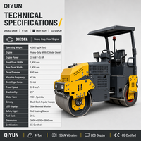 Rouleau compacteur combiné QIYUN 4 tonnes, rouleau compacteur routier 3 tonnes 5 tonnes, rouleau compacteur à pneus arrière en caoutchouc