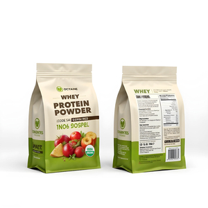 Sac pochette refermable imprimé personnalisé en aluminium à fond plat 1kg 2kg <span class=keywords><strong>3kg</strong></span> 5kg sac d'emballage en poudre de protéine de lactosérum zip-lock avec fermeture éclair - Product Image 4