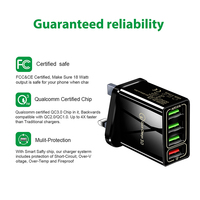 Adaptateur de chargeur mural USB 4 ports à charge rapide QC3.0/PD 3.0 OTP, prise britannique