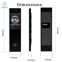 Dispositif de contrôle d'accès pour ascenseur Tendcent avec reconnaissance faciale, vision nocturne, Android 11, application intelligente, écran tactile, lecture de veine palmaire, carte IC, modèle FAP10