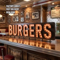 Lettres lumineuses personnalisées rétro à ampoules pour enseignes de bar à burgers et comptoirs de restauration – Vente en gros, usine OEM ODM
