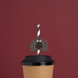 หลอดกระดาษฮาโลวีนแบบใหม่ ย่อยสลายได้ เป็นมิตรกับสิ่งแวดล้อม ลายฟักทองและผี หลอดดูดน้ำแบบใช้แล้วทิ้ง สำหรับปาร์ตี้สุดหลอน บาร์ คาเฟ่ - Product Image 3