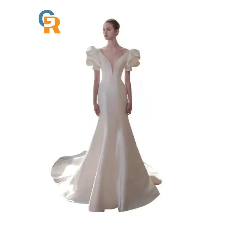 女性ウェディングドレス2022人気レセプションブライダルホワイトブライダルガウンレース