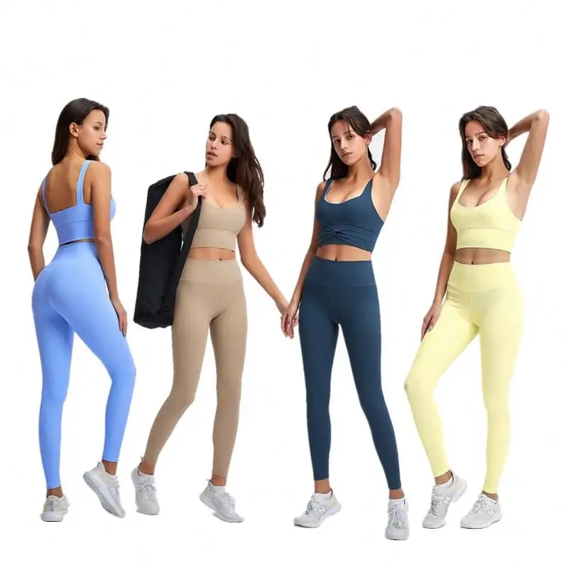 BR Women Fitness Yoga Set Seamless gym set Bras Leggings Shirts sportswear fitness sports clothes Workout Running Yoga Suit