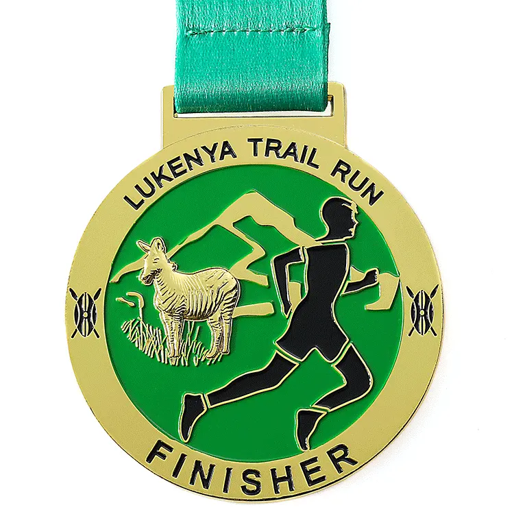 Los fabricantes fabrican medallas para ganadores de maratón de metal brillante de zinc dorado personalizadas baratas