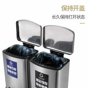 Stainless steel foot-operated recycling <b>bin</b>, double <b>bin</b>, for home, kitchen, bathroom, and office use, <b>with</b> <b>lid</b>, soft-closing, - Product Image 3