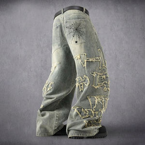 ديزنيو جينز رجالي عنكبوت جينز عتيق للشارع جينز دينيم بمنتصف مستقيم مناسب للصيف الشرير مطرز جيد التهوية للخريف - Product Image 2