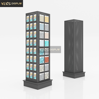 Présentoir rotatif moderne en métal pour mosaïques, avec panneau perforé sur pied, pour échantillons de pierre et exposition