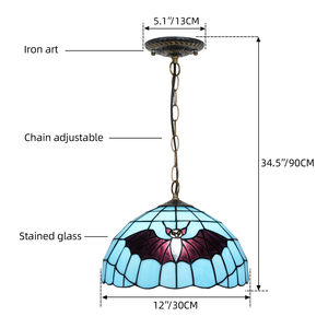 Abat-jour suspendu Tiffany personnalisé en verre teinté, prix de gros, luminaires suspendus pour îlot de cuisine, chambre à coucher, couloir - Product Image 6