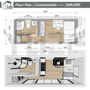 Containerhaus mit Holzverkleidung und großen Glasfenstern, vorgefertigte Modulhütte für das Leben im Freien - Product Image 3