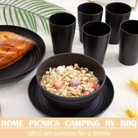 Plastic Dinnerware Sets-Eco-friendly Disposable Lightweight Dinner Plates Bowls Cups Knife & Fork Set