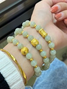 Xinfly Naturel Hetian <b>Jades</b> and 24K Pure Gold Charm <b>Bracelet</b> - Product Image 3