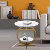 Table basse d'angle de luxe Richwell, moderne, avec plateau en marbre et structure métallique, petite table de chevet pour salon, meuble d'appoint pour canapé, mobilier de maison
