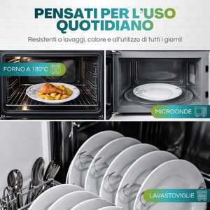Set di piatti in porcellana bianca, 18 pezzi, rotondi con decorazioni, servizio da tavola per 6 persone, piatti piani e per zuppa - Product Image 3