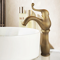 Robinet mélangeur vintage monotrou pour lavabo, style européen, en cuivre, eau froide et chaude, à poser sur comptoir, avec cartouche céramique