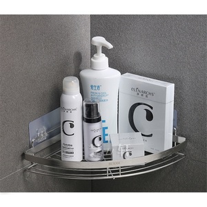 Étagère d'angle triangulaire moderne en alliage de zinc sans perçage, à ventouse, pour comptoir de salle de bain et rangement de cuisine - Product Image 3