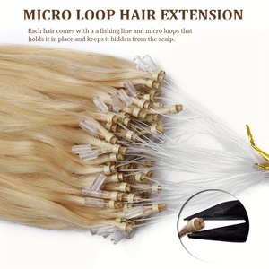 Extensiones de Cabello Humano Nano Micro Ring Microstraighteft Remy con Micro Loop Links, Cabello Ondulado Chino de Calidad Superior - Product Image 2