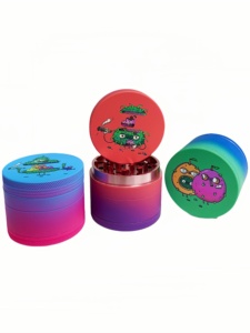 <b>Herb</b> Grinder 6 Pcs Display <b>Box</b> Round Zinc Alloy Magnetic Lid Colorful Design For Smooth Grinding - Product Image 3