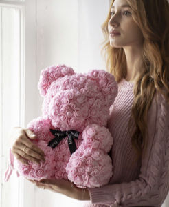 Orsetto Decorativo in Schiuma PE da 40 cm, Realizzato a Mano, con <span class=keywords><strong>Rose</strong></span> Artificiali, Regalo per Matrimonio o Fidanzata - Product Image 6