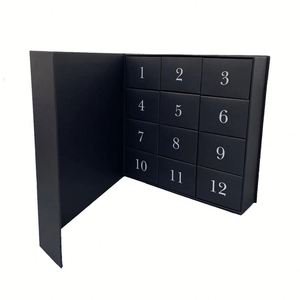 Ücretsiz tasarım özel siyah karton hediye kutuları 12/24/25 gün geri sayım manyetik kapatma mat laminasyon için noel Advent - Product Image 1