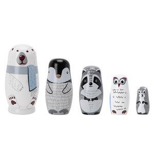 5-Layer Matryoshka Nga Làm Tổ Búp Bê Gấu Trắng Thiết Kế Bằng Gỗ Động Vật Đồ Chơi Khắc Gỗ Thủ Công Mỹ Nghệ Hộp Gỗ Tường Dấu Hiệu - Product Image 2