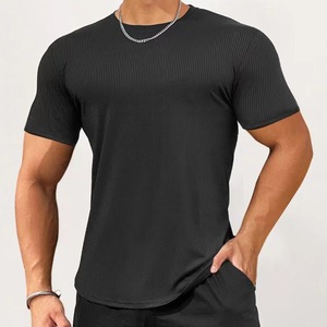 <b>Spring</b> and Summer New Trend Fashion Men's Short Sleeve T-shirt Men's Pullover Solid Color - Product Image 1