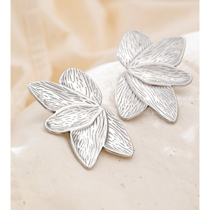 JINYOU 4767 <strong>Fashionable</strong> Exaggerated Stainless Steel 18K Gold Plated Earrings Leaf-shaped <strong>Wholesale</strong> Earrings <strong>Jewelry</strong> - Product Image 2