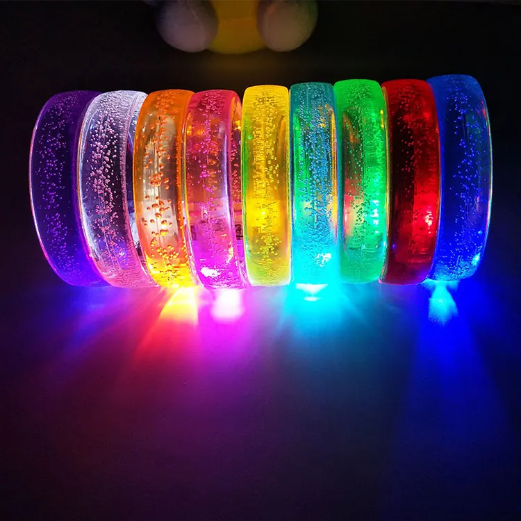 Pulsera de plástico con luz led para boda, brazalete personalizado con batería recargable