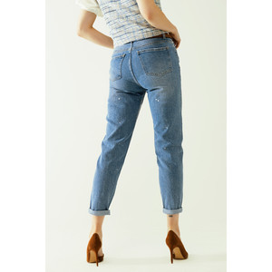 Jeans Skinny Blu con Finitura Metallizzata in Lavaggio Chiaro - Product Image 6