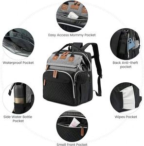 Sac à dos à langer avec station de change, sacs à couches pour bébés garçons et filles, grande capacité portable, sac de maman imperméable - Product Image 4
