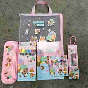 1 Ensemble de Crayons, Règle, Gomme et Taille-Crayon Kawaii Exquis à Thème Dessin Animé, Crayons de Couleurs 6 Teintes, Coffret Cadeau Promotionnel pour Mariage, Logo Personnalisé, Garçons Filles - Product Image 3