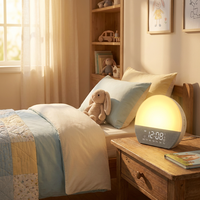 Machine à sons professionnelle pour le sommeil, lumière de réveil numérique avec veilleuse RVB 7 couleurs, volume réglable, réveil de table programmable