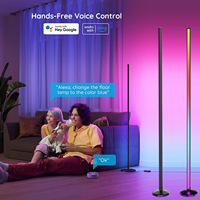 Lampe d'angle RGB avec synchronisation musicale, lumière ambiante RGBIC, commande intelligente par application/WiFi, LED alimentée par USB, lampe sur pied blanche
