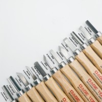 Nouveautés : Ensemble de 12 ciseaux à bois SK5 avec manche en hêtre et sac en toile pour projets de sculpture DIY et de travail du bois