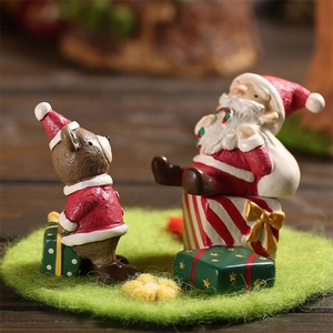 Mini reçine noel süsler noel figürler süslemeleri küçük minyatür süsler noel baba heykelcik