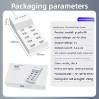 Station de charge de bureau multi-ports USB 12W en PVC, chargeur intelligent 10 ports pour téléphone portable, idéal pour studio en direct