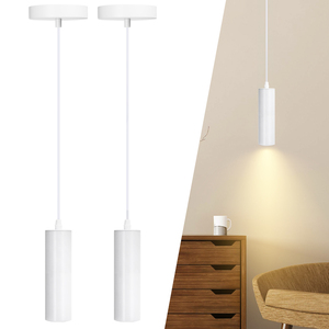 Aigostar moderno bianco 20cm cilindro luce a sospensione GU10 lampada a soffitto in metallo tubo lampadario e luci a sospensione - Product Image 1